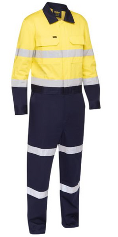 Taped Hi Vis Work Coverall With Waist Zip Opening