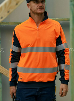Taped Two Tone Hi Vis Contrast Stretchy 1/4 Zip Pullover