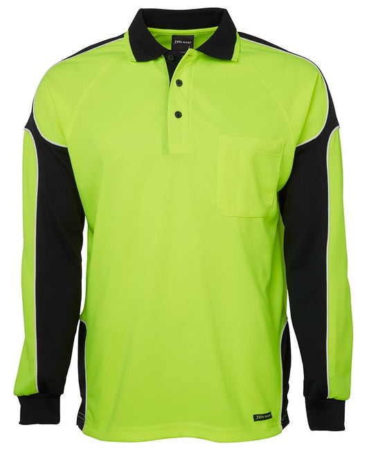 JB's Hv 4602.1 L/S Arm Panel Polo Lime/Black-2Xs