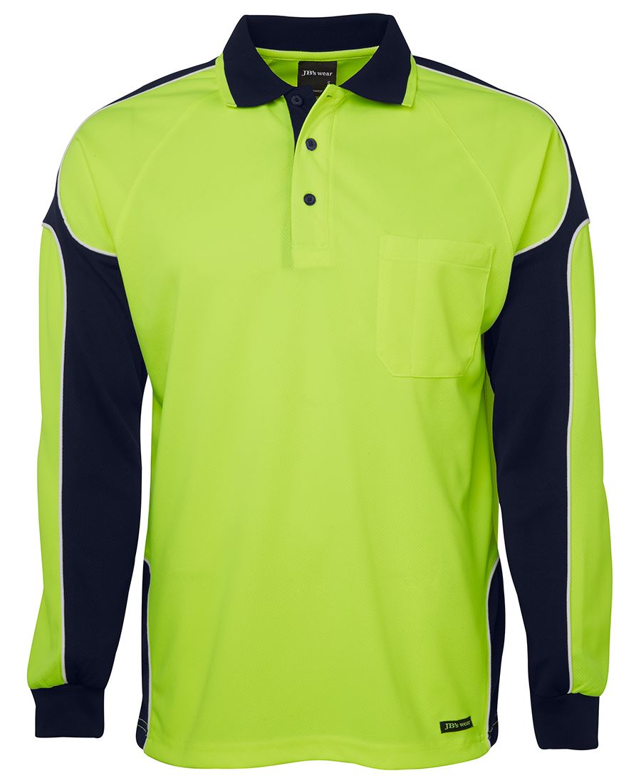 JB's Hv 4602.1 L/S Arm Panel Polo Lime/Black-2Xs