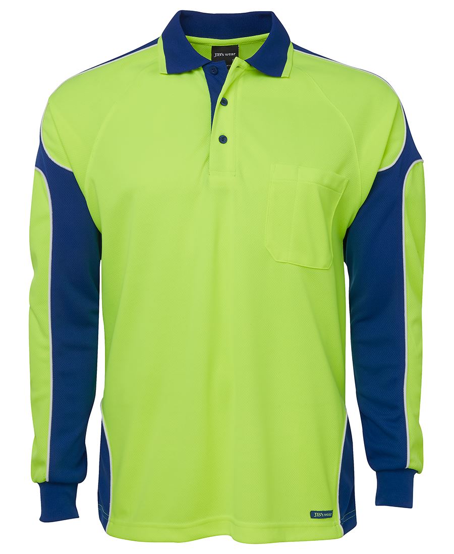 JB's Hv 4602.1 L/S Arm Panel Polo Lime/Black-2Xs