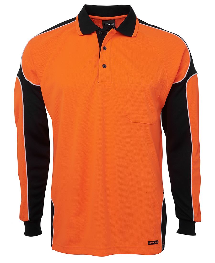 JB's Hv 4602.1 L/S Arm Panel Polo Lime/Black-2Xs