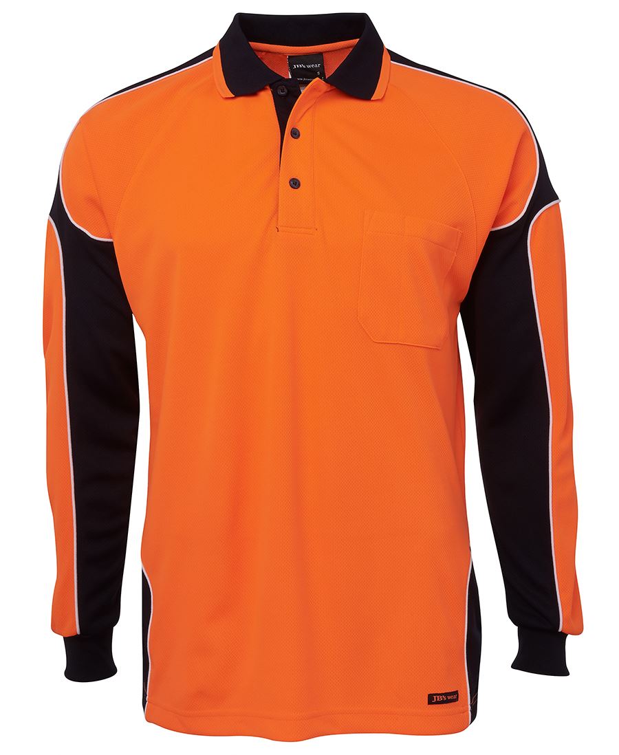 JB's Hv 4602.1 L/S Arm Panel Polo Lime/Black-2Xs