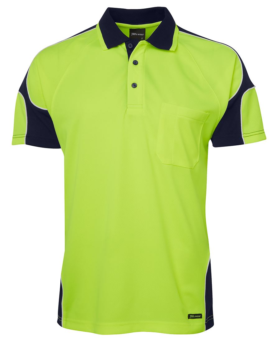 JB's Hv 4602.1 S/S Arm Panel Polo Lime/Black-2Xs