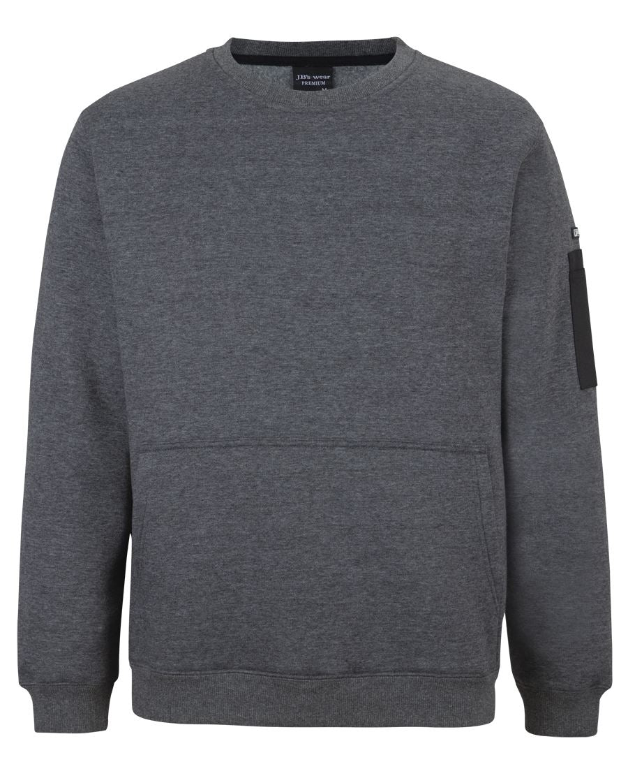 JB's 350 Premium Trade Crew Neck Fleece Char Marle/Black-2Xs