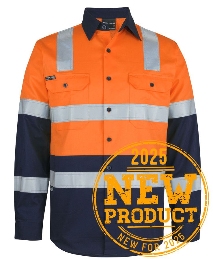JB's Hv (D+N) L/S 150G Level 3 W/Shirt Orange/Navy -Xs