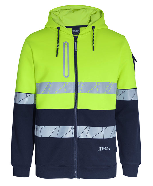 6DPFZ 450G Hi Vis Full Zip Hoodie With Frag Tape