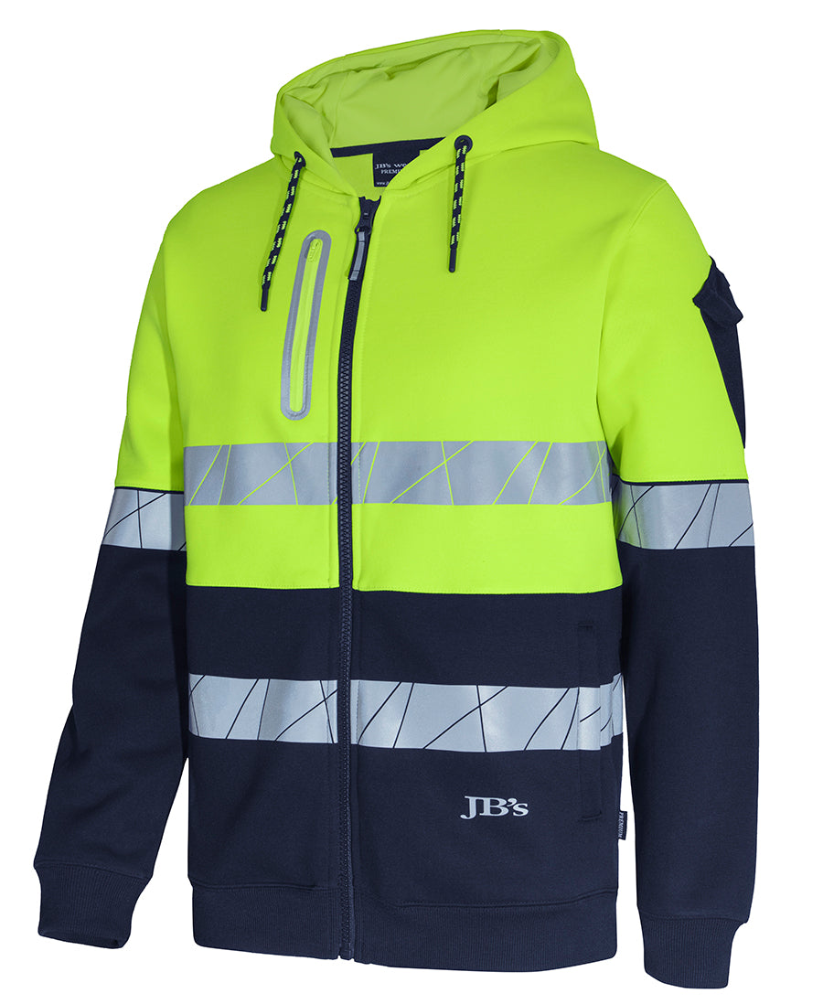 6DPFZ 450G Hi Vis Full Zip Hoodie With Frag Tape