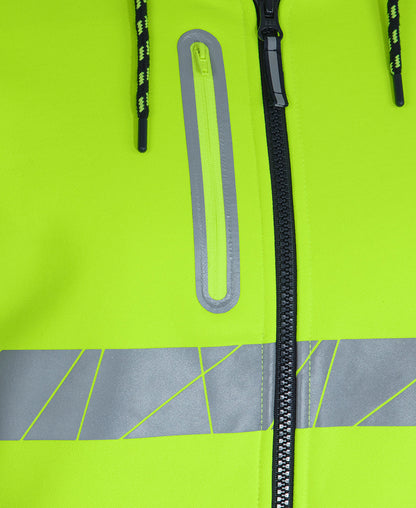 6DPFZ 450G Hi Vis Full Zip Hoodie With Frag Tape