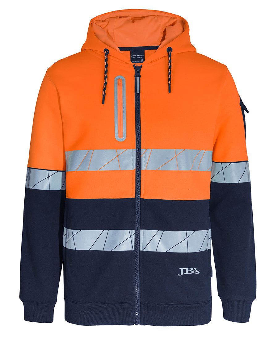 6DPFZ 450G Hi Vis Full Zip Hoodie With Frag Tape