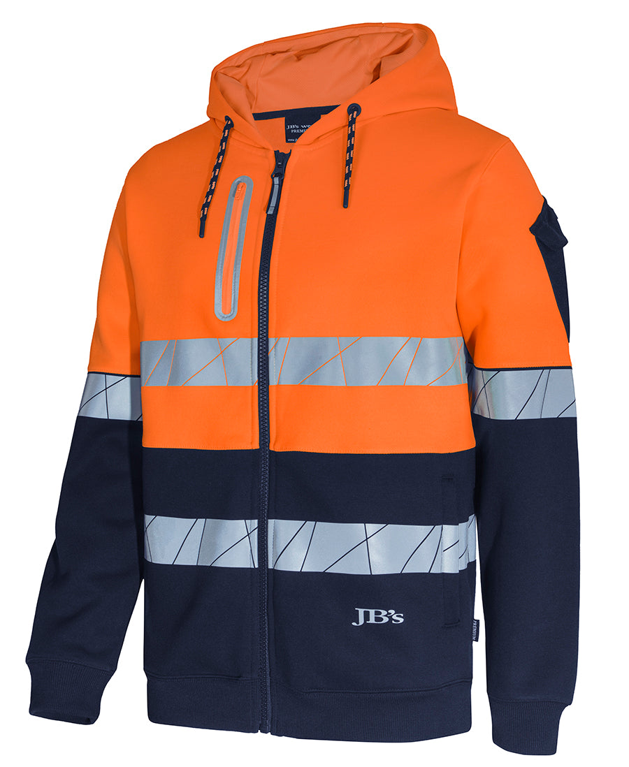 6DPFZ 450G Hi Vis Full Zip Hoodie With Frag Tape