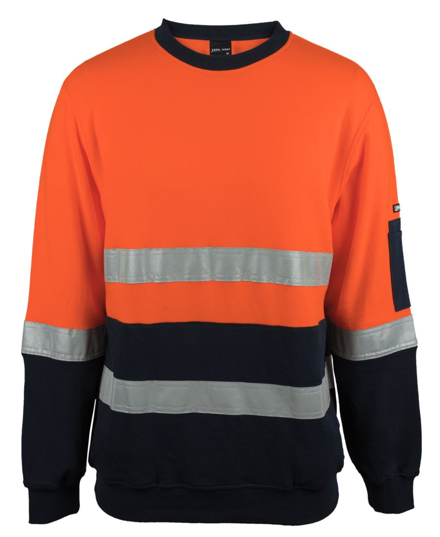 JB's Hv 310 (D+N) Cotton Crew Neck Fleece Orange/Navy -2Xs