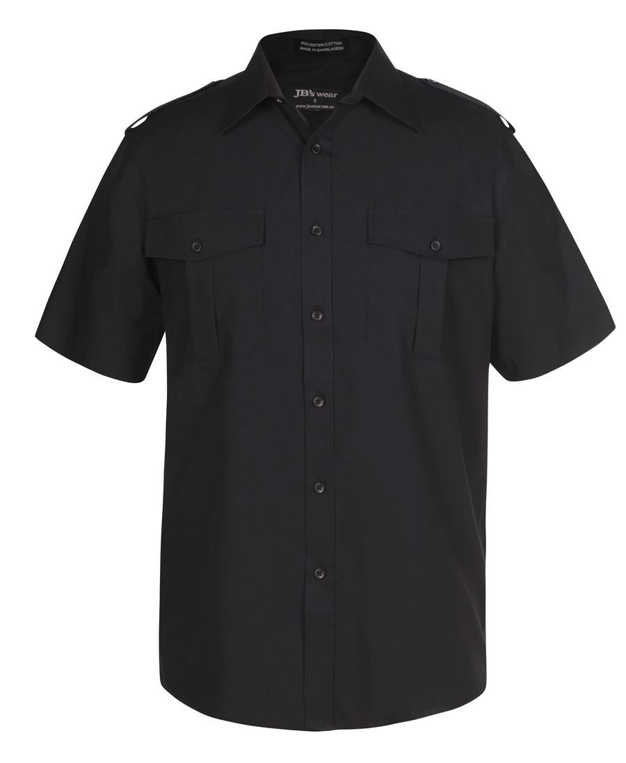 JB's S/S Epaulette Shirt Black- Xs