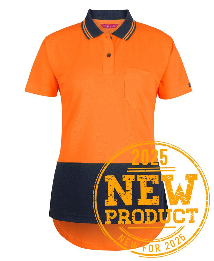 JB's Ladies Hv S/S Drop Tail Polo Lime/Navy -16