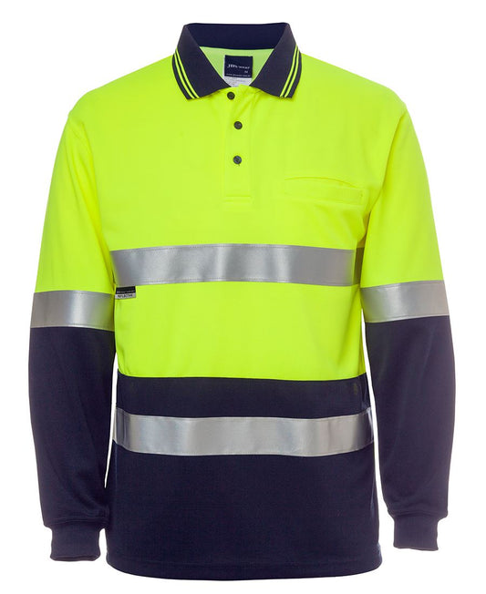 JB's Hv L/S (D+N) Cotton Back Polo Lime/Nvy