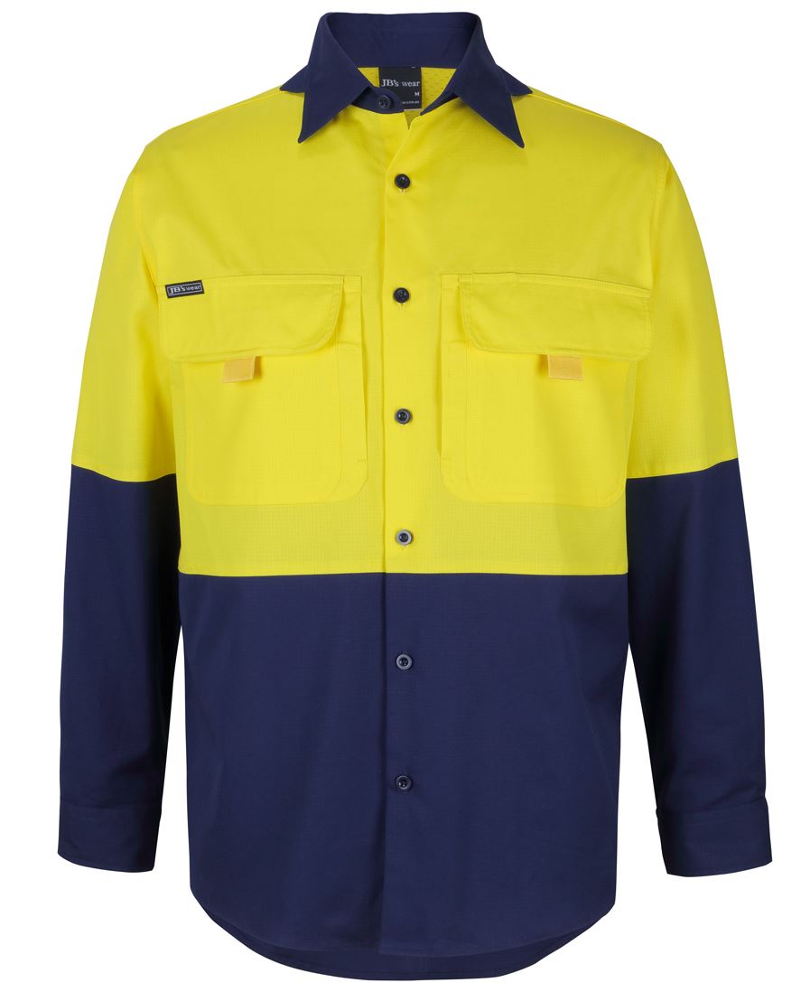 JB's Hv L/S Ripstop Fishing Shirt Orange/Navy