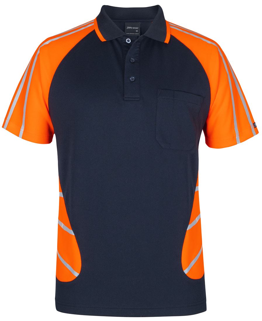 JB's Street Spider Polo W/ Reflective Stripe Lime/Navy-2Xs
