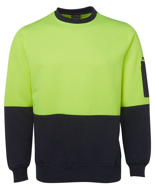 JB's Hv Fleecy Crew Lime/Navy -2Xs
