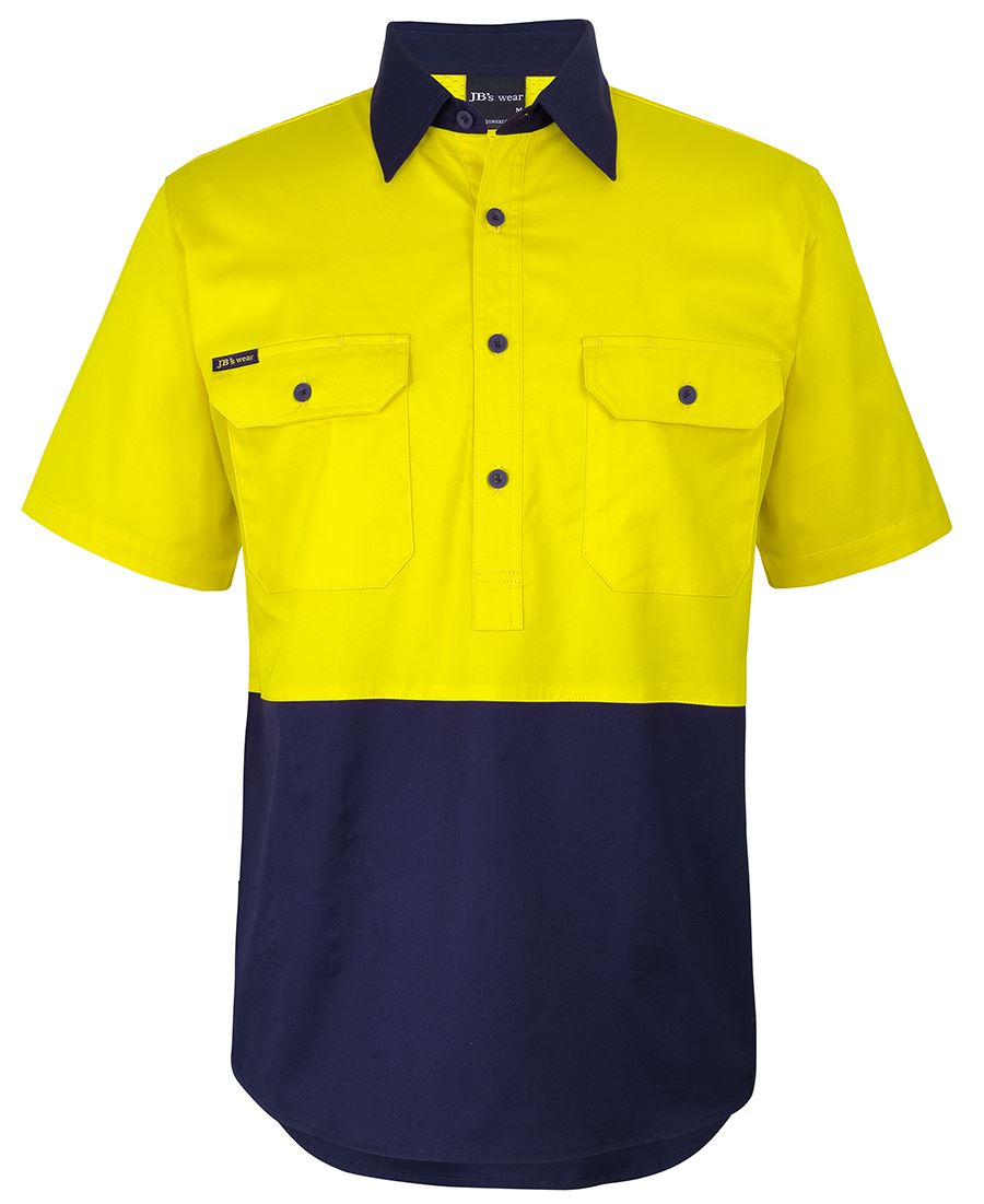 JB's Hv Close Front S/S 150G Work Shirt Orange/Navy