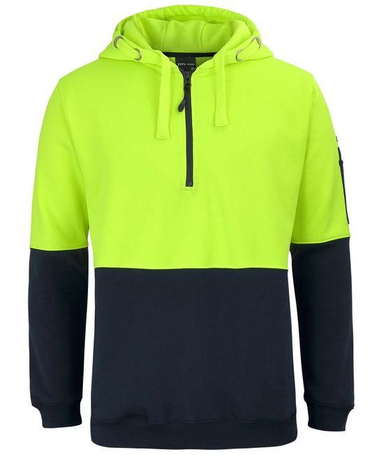JB's Hv 1/2 Zip Fleecy Hoodie Lime/Navy -2Xs