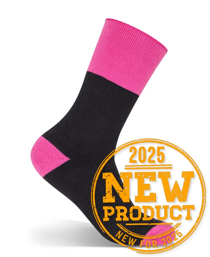 JB's Ladies Work Sock 3 Pack Black/Mix Pink - 5-8