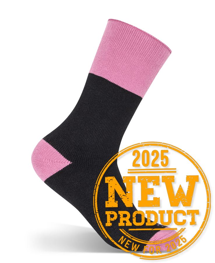 JB's Ladies Work Sock 3 Pack Black/Mix Pink - 5-8