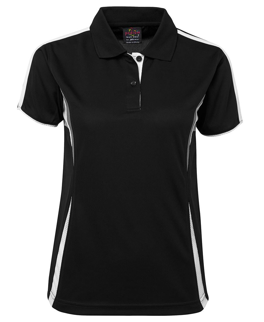 Podium Ladies Cool Polo Black/Aqua/Grey -16