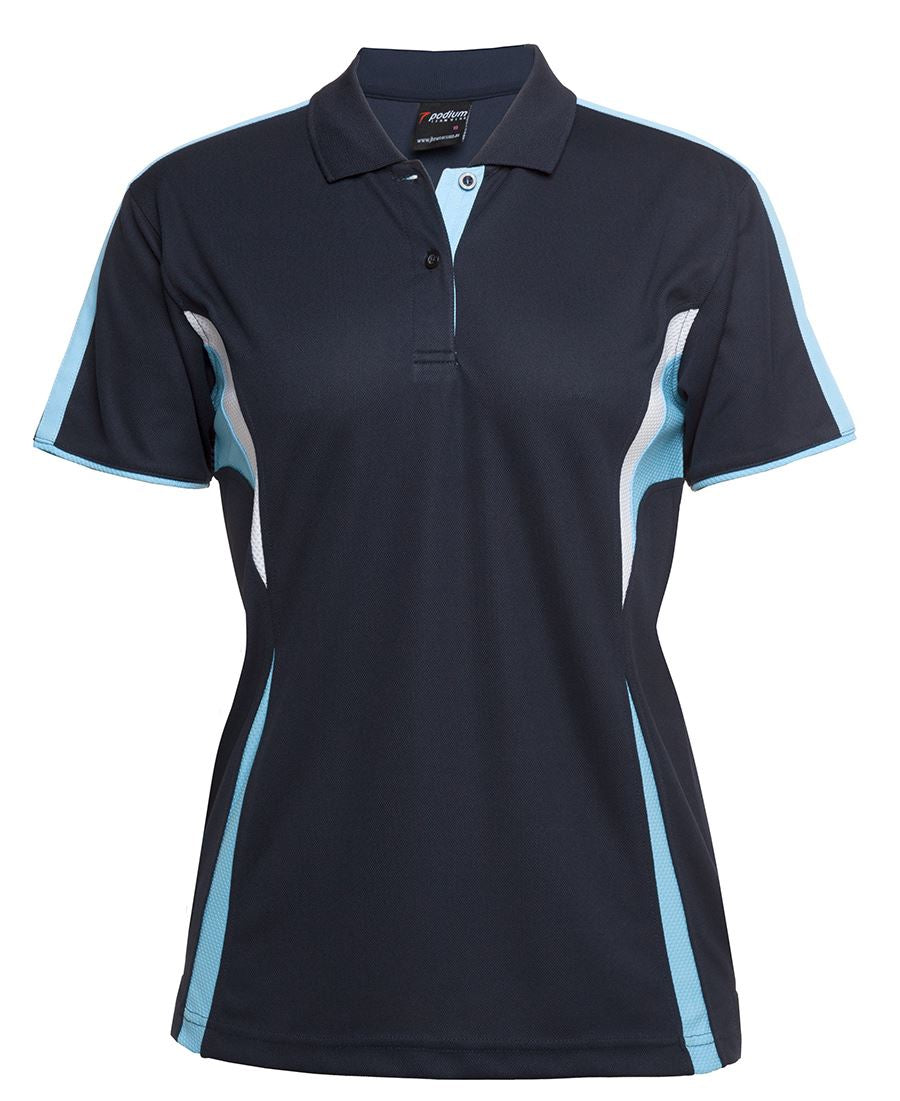 Podium Ladies Cool Polo Black/Aqua/Grey -16