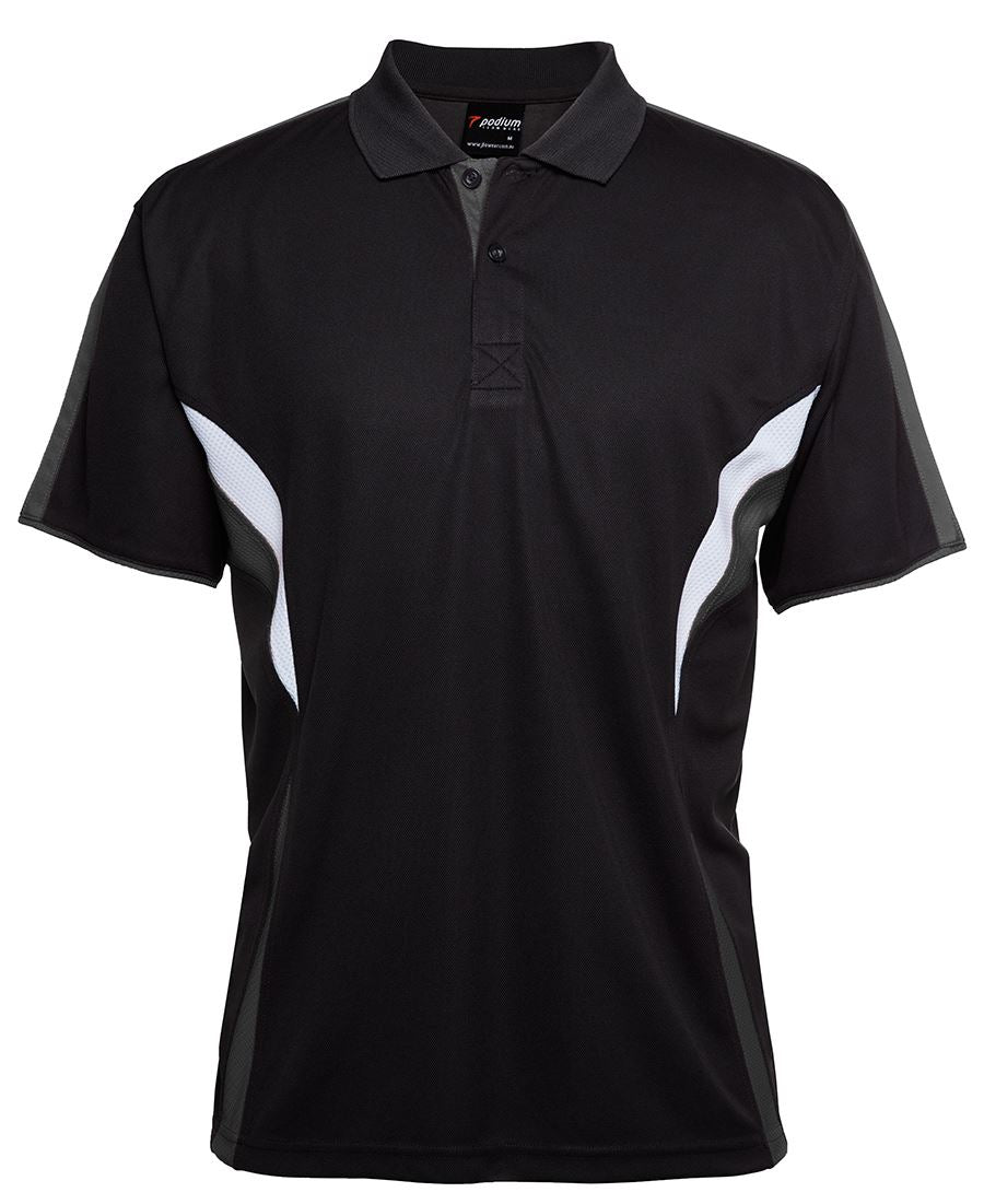 Podium Cool Polo Black/Red/Grey -3Xs