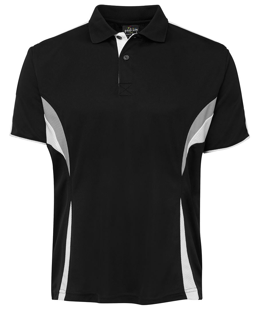 Podium Cool Polo Black/Red/Grey -3Xs