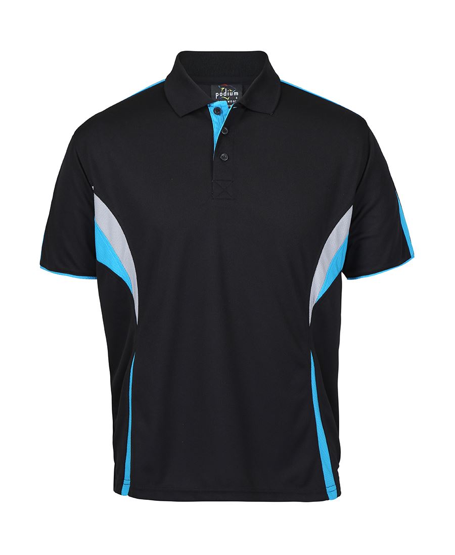 Podium Cool Polo Black/Red/Grey -3Xs