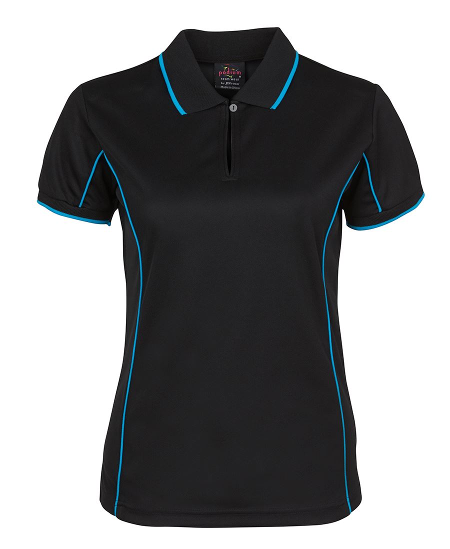 Podium Ladies Piping Polo Black/Red-08