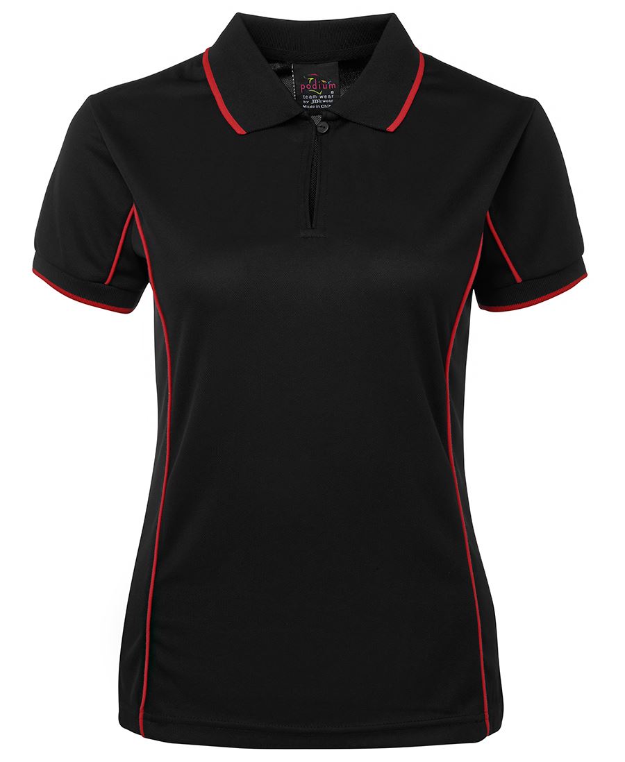 Podium Ladies Piping Polo Black/Red-08