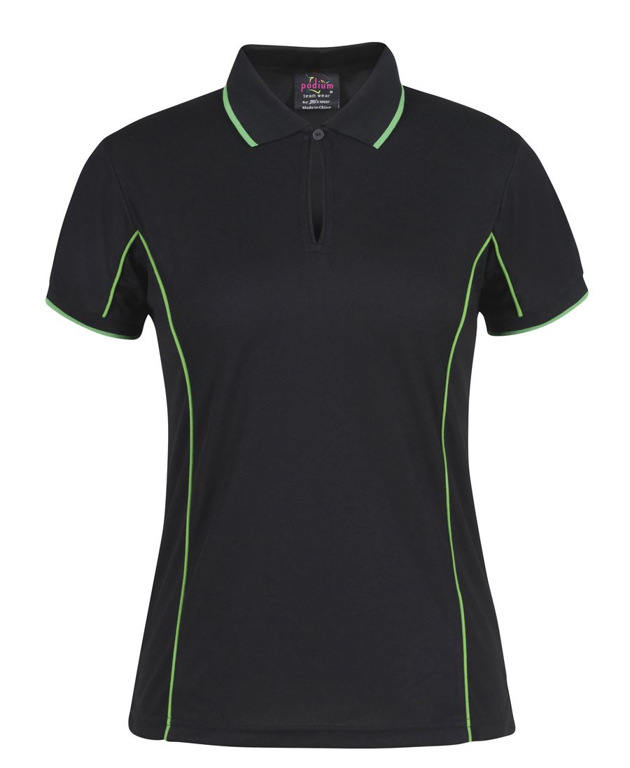 Podium Ladies Piping Polo Black/Red-16