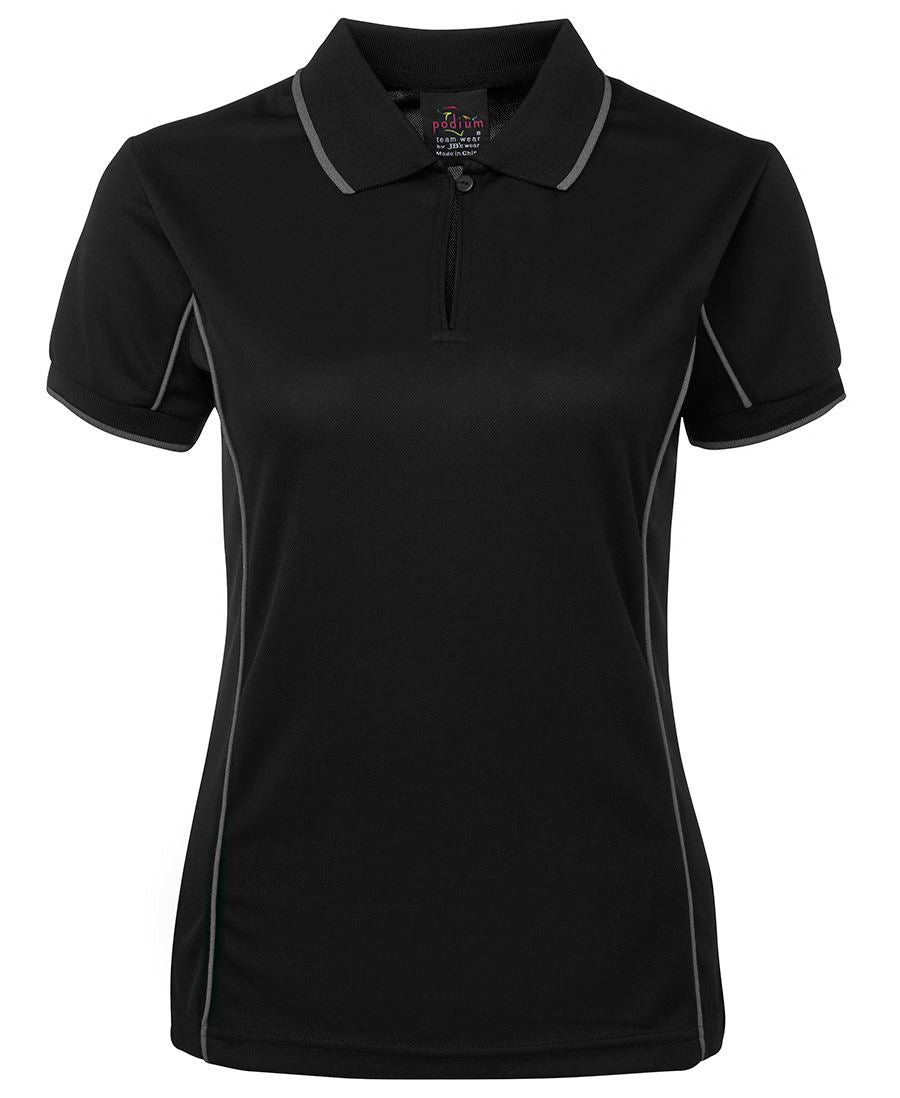 Podium Ladies Piping Polo Black/Red-08