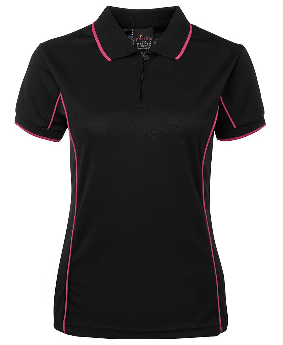 Podium Ladies Piping Polo Black/Red-16