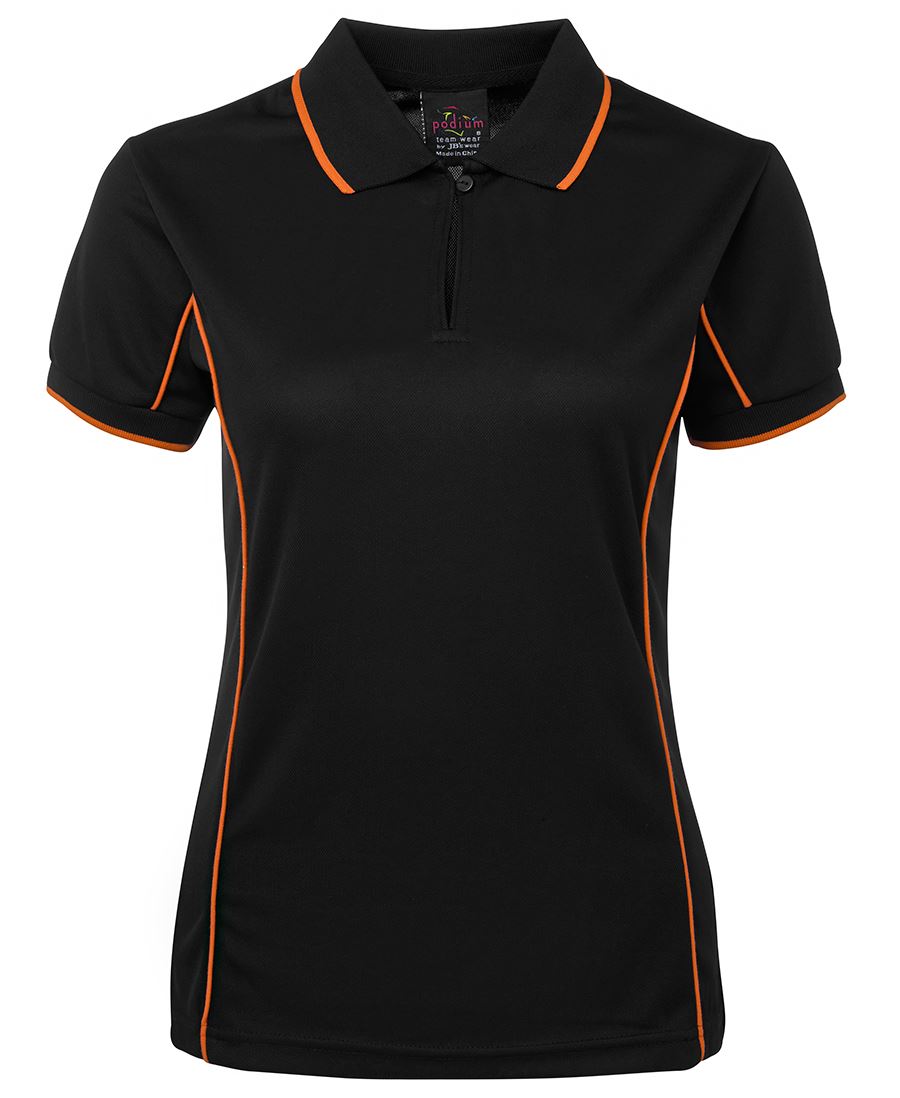 Podium Ladies Piping Polo Black/Red-08