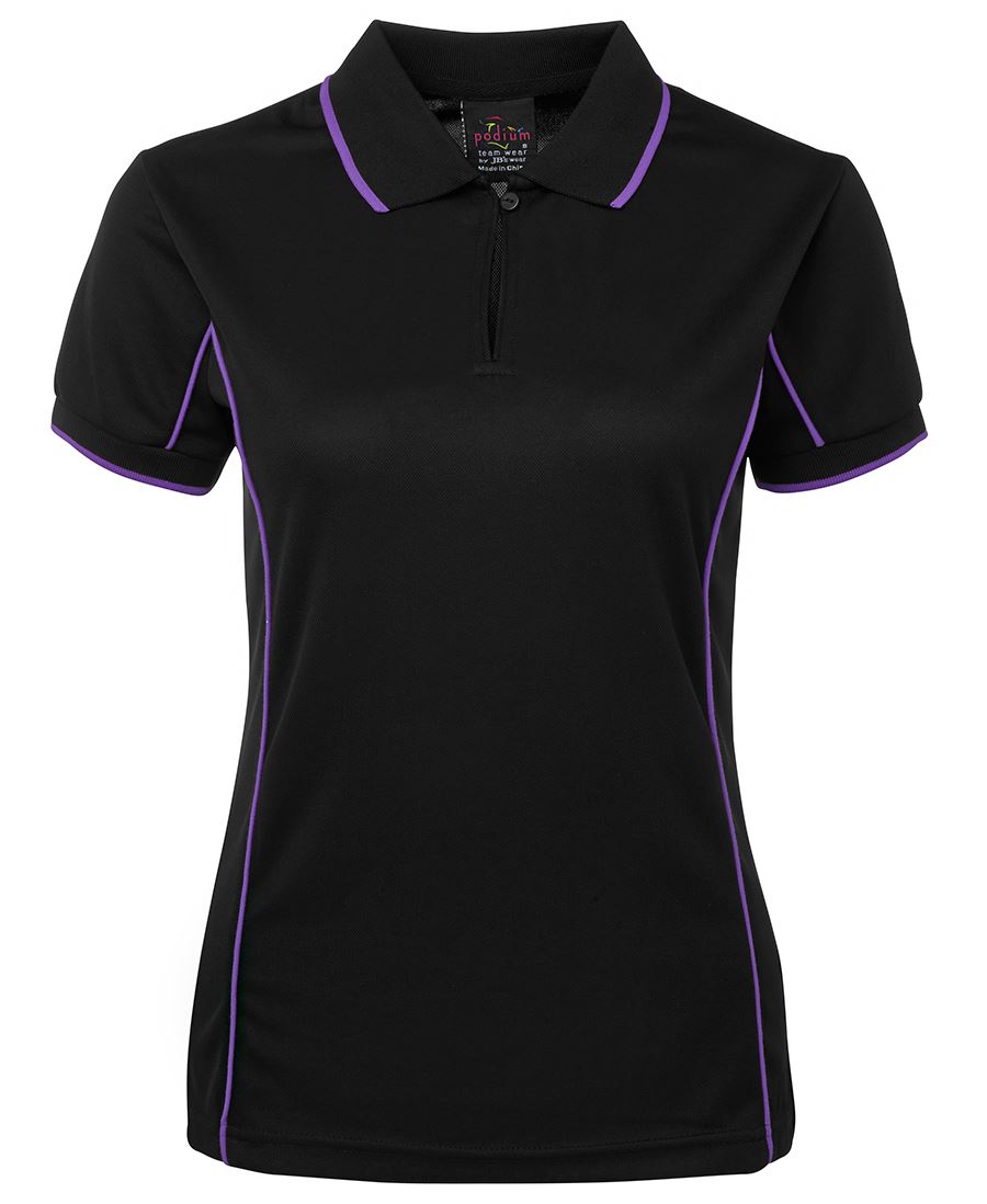 Podium Ladies Piping Polo Black/Red-16