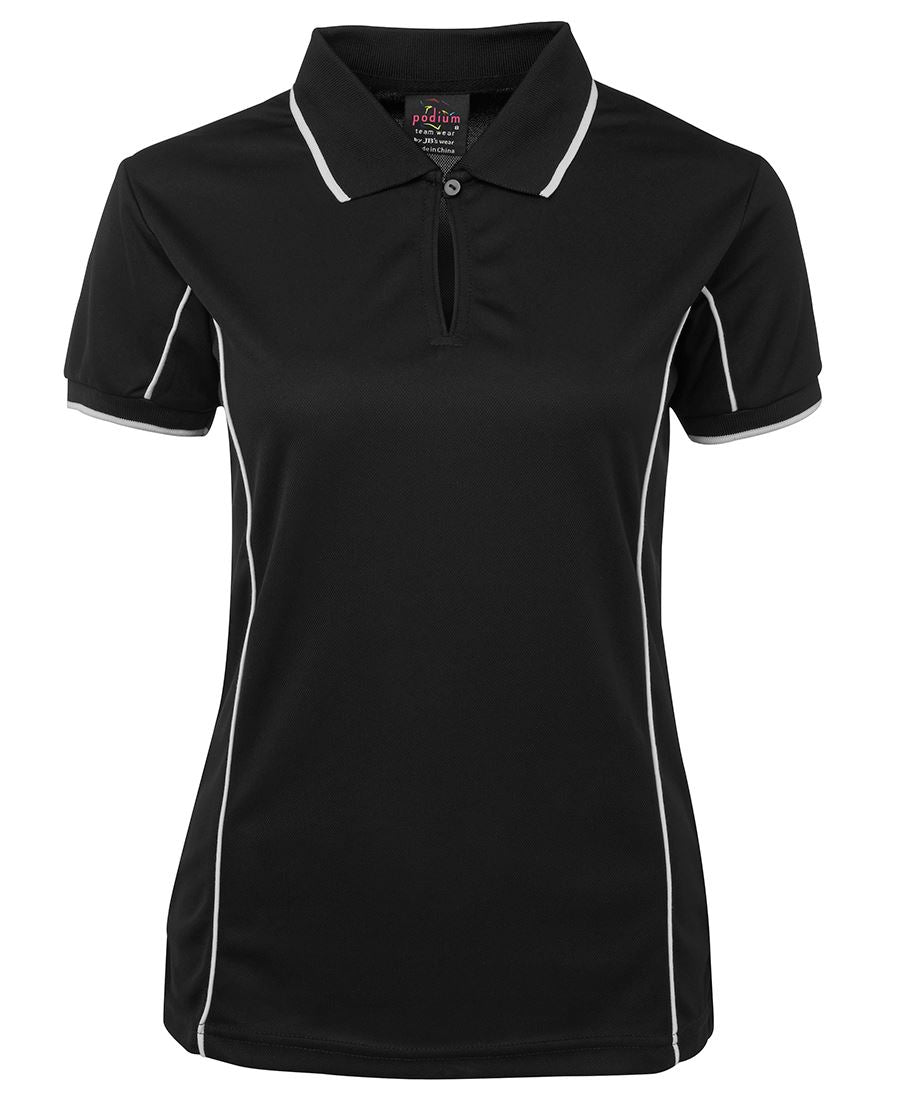 Podium Ladies Piping Polo Black/Red-08