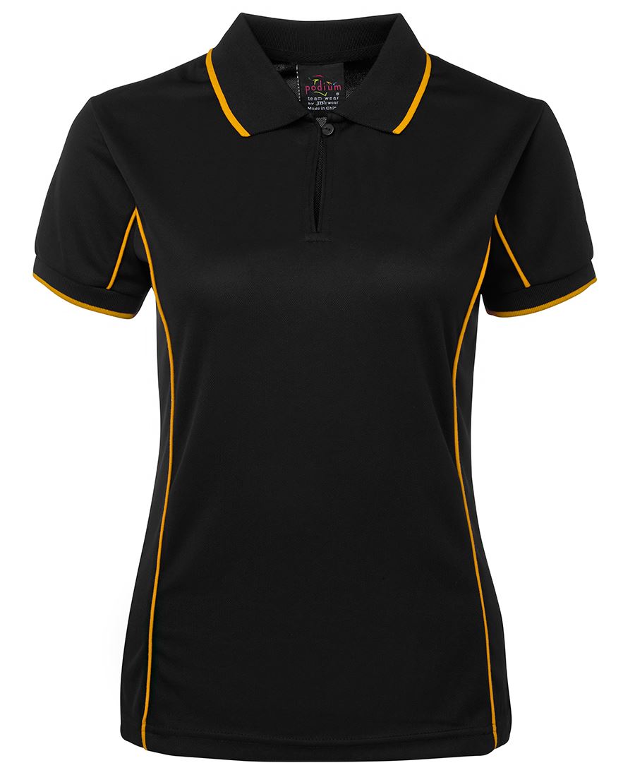 Podium Ladies Piping Polo Black/Red-08