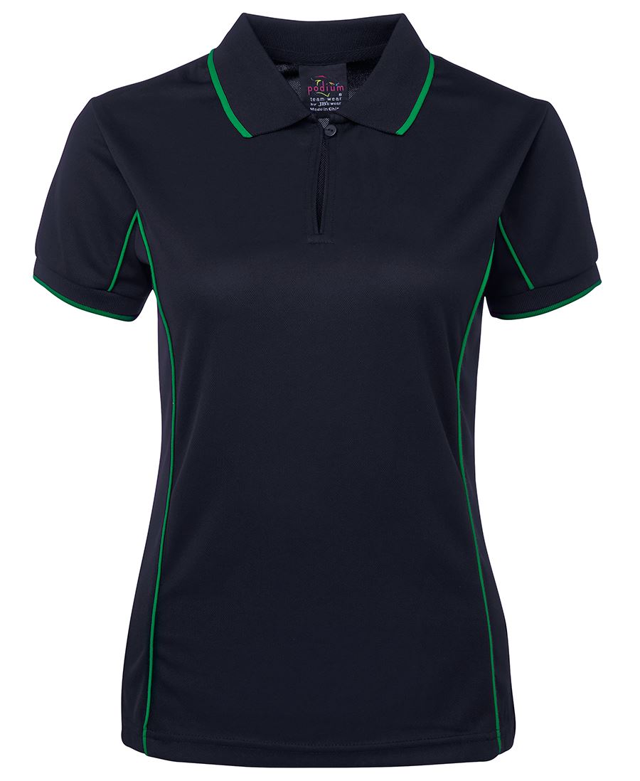 Podium Ladies Piping Polo Black/Red-08