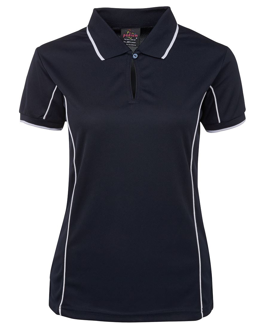 Podium Ladies Piping Polo Black/Red-08