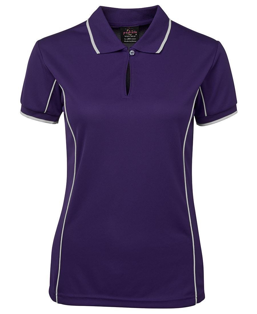 Podium Ladies Piping Polo Black/Red-08