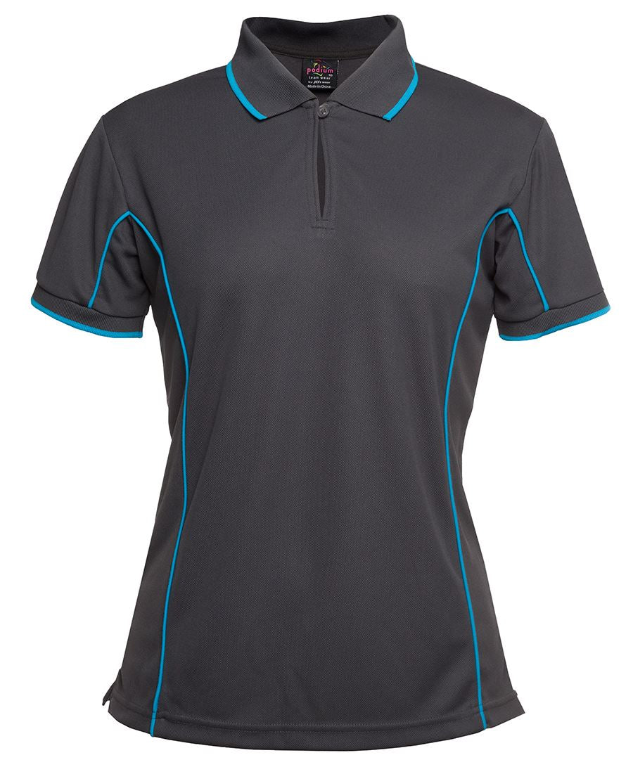 Podium Ladies Piping Polo Black/Red-08