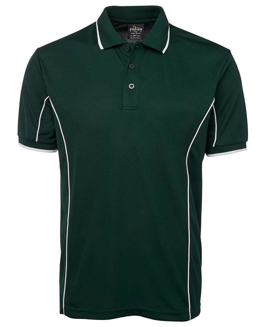 Podium S/S Piping Polo Forest/White-2Xs