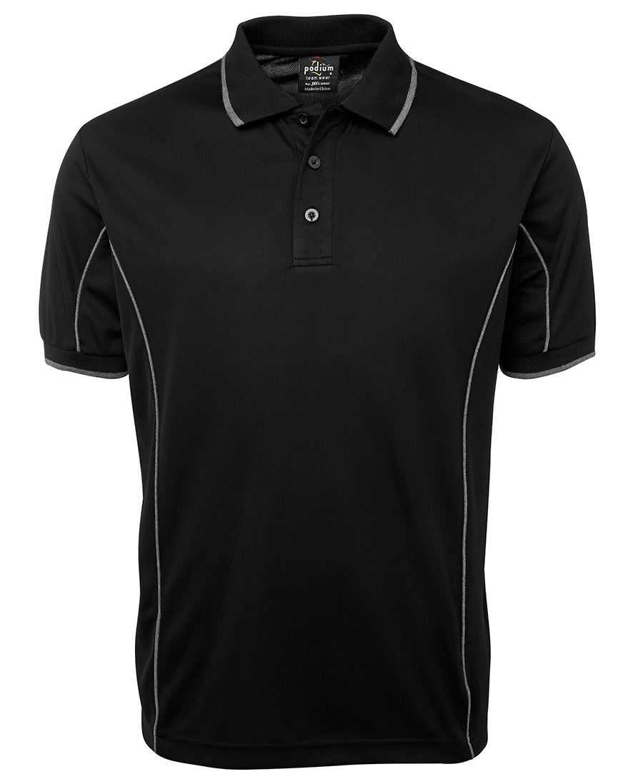 Podium S/S Piping Polo Forest/White-2Xs