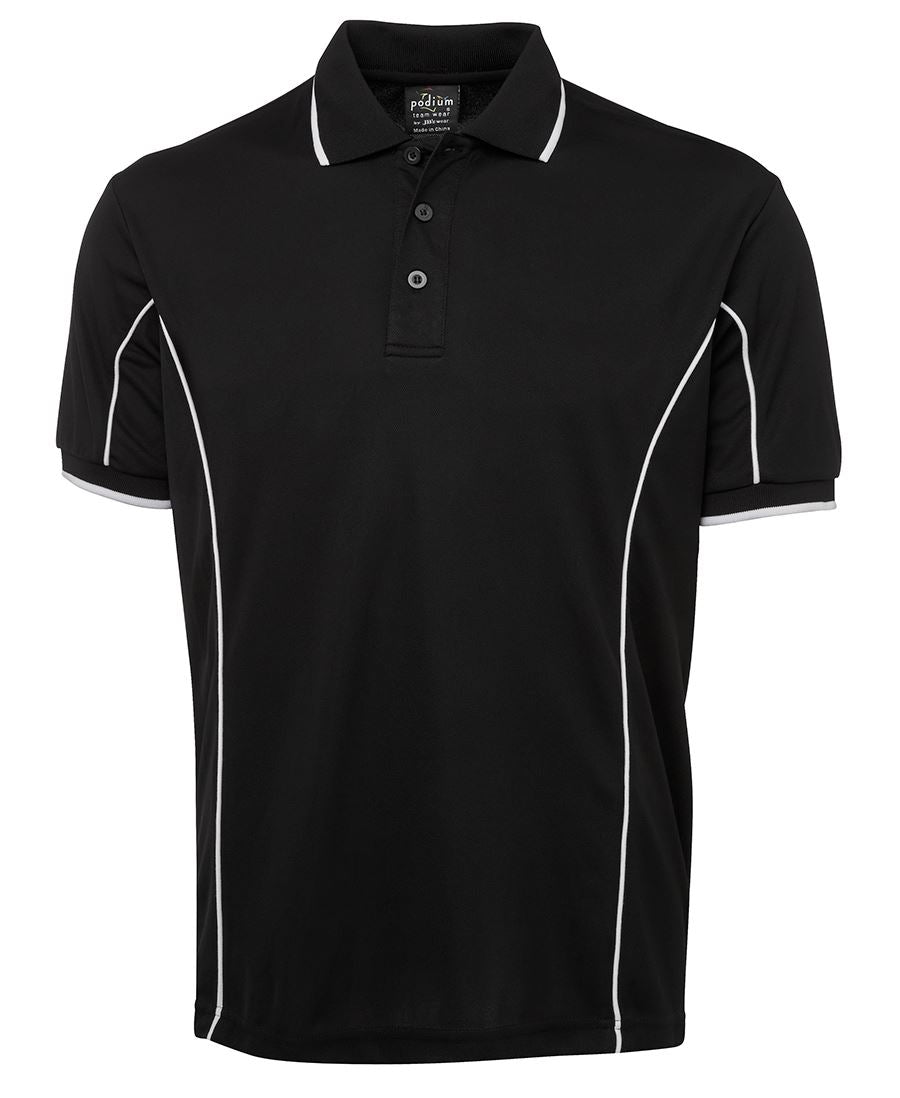 Podium S/S Piping Polo Forest/White-2Xs