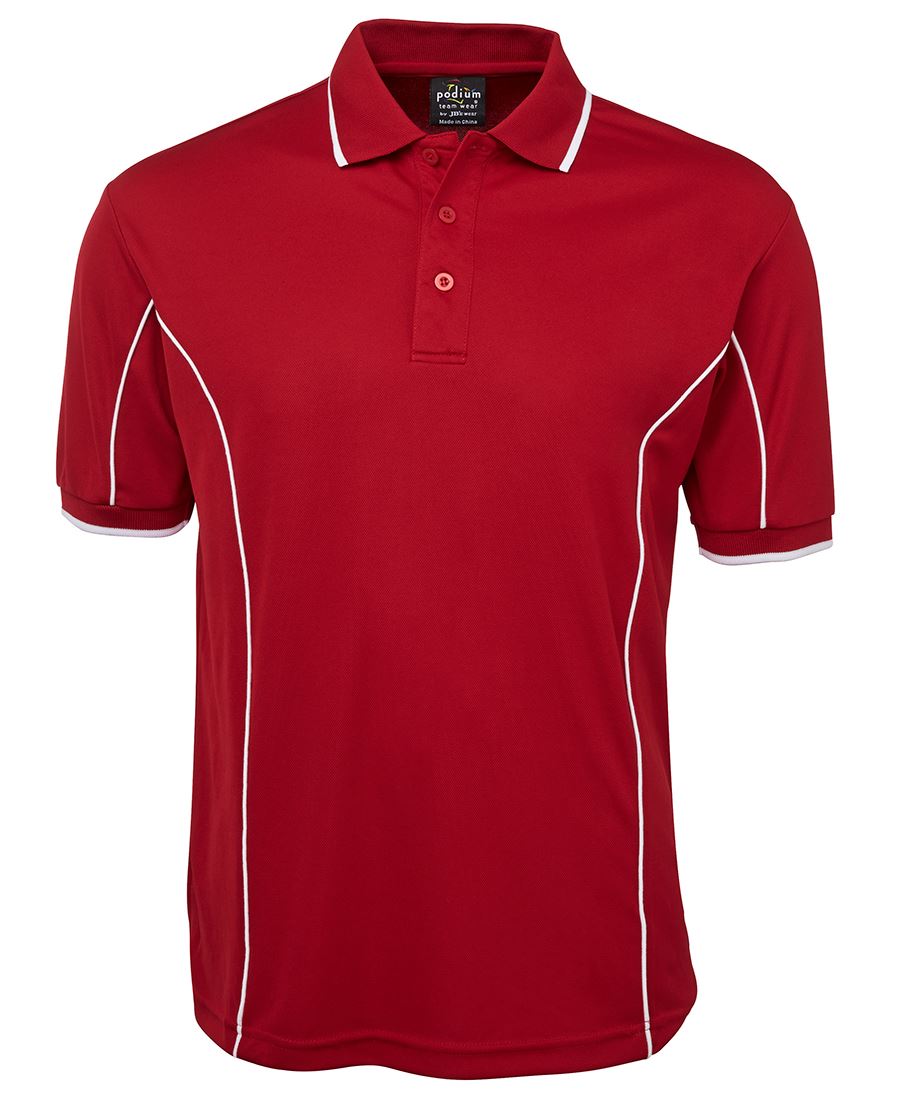 Podium S/S Piping Polo Forest/White-2Xs