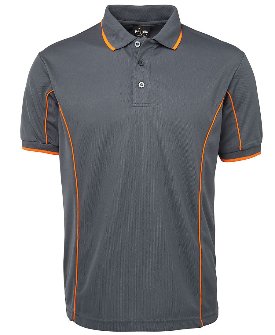 Podium S/S Piping Polo Forest/White-2Xs