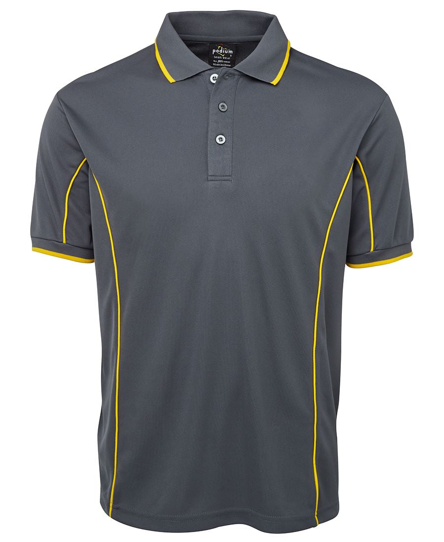 Podium S/S Piping Polo Forest/White-2Xs
